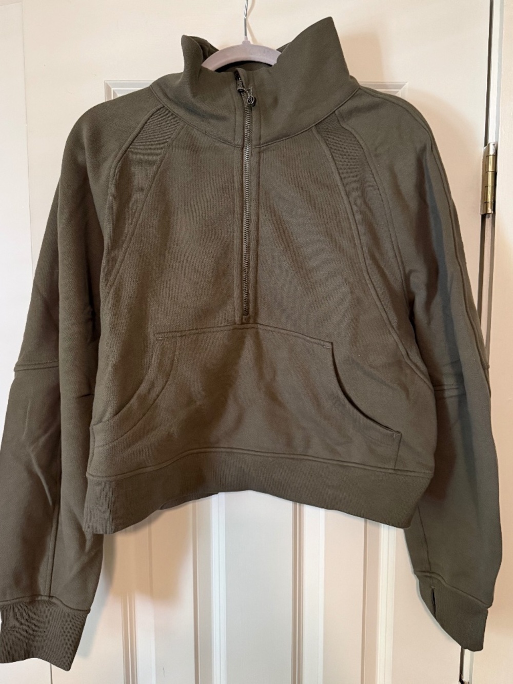 Lululemon Scuba Oversized Funnel Neck Half Zip - dark olive green